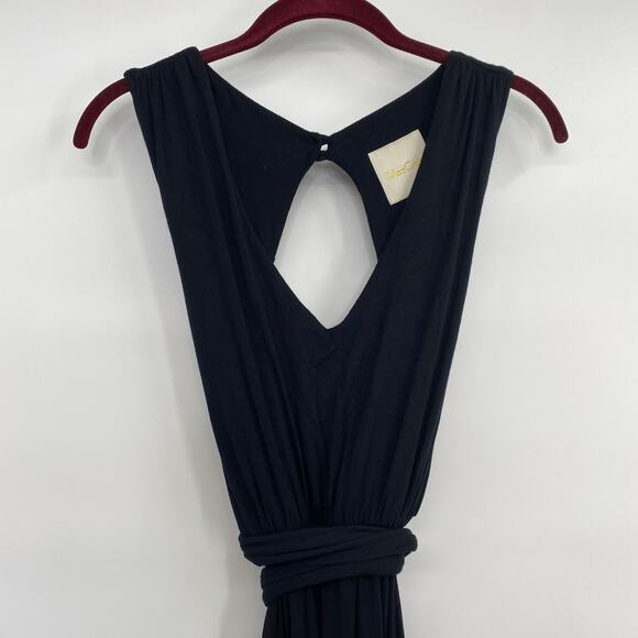 ModCloth Maxi Dress Jersey Knit Stretchy Tie Waist Solid Black Sleeveless Small - Picture 5 of 9